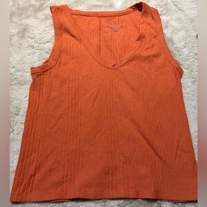 Rachel Zoe Orange Ribbed Tank Top